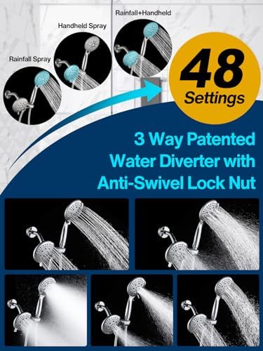 Cobbe 48-Setting High Pressure 3-Way Shower Head Combo
