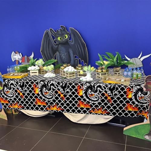4 Pcs Dragon Party Decorations Table Covers 52x108 Inch