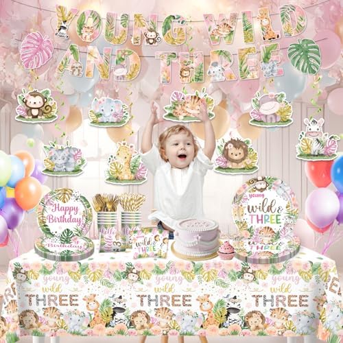 138 Piece Young Wild and Free Party Decorations Plate Set