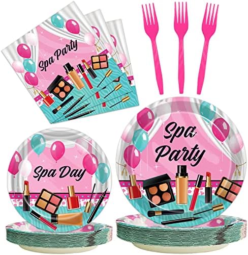 96 Pcs Spa Party Plates and Napkins Set