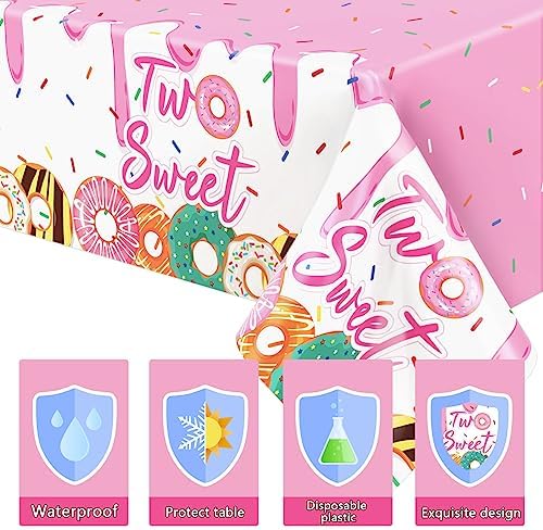 ZOIIWA 3 Pack Donut Themed Birthday Tablecloths