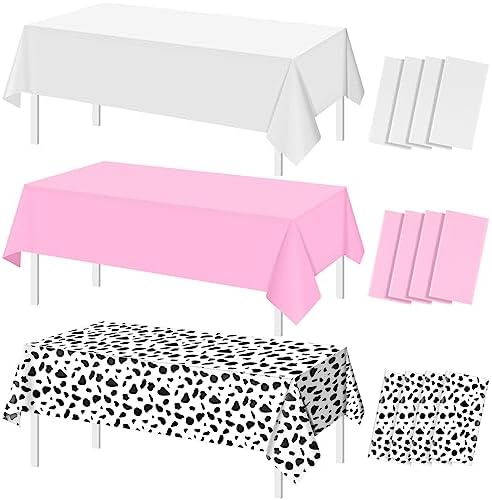 12Pcs Cow Print Tablecloth Set for Birthday Parties