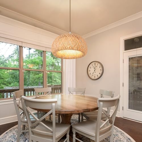 Rattan Chandelier Light Fixture for Bedroom and Dining Room