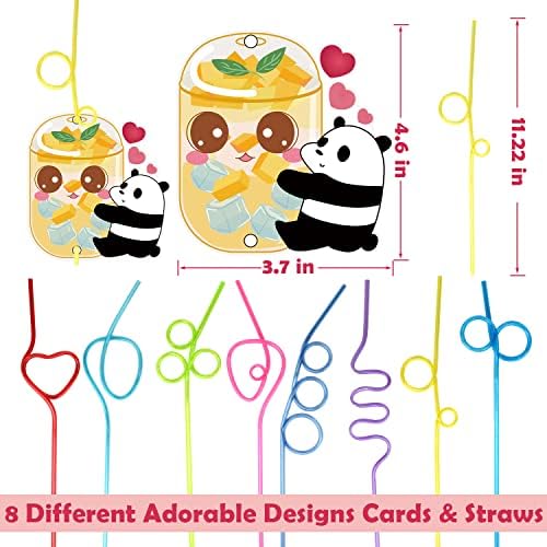 32 Pack Valentine Cards with Crazy Straws for Kids
