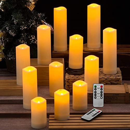 12 Pack Flameless Candles with 2 Remotes - Waterproof LED Candles for Weddings and Parties