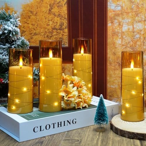 Flameless LED Candles with Timer 9 Pack Gold