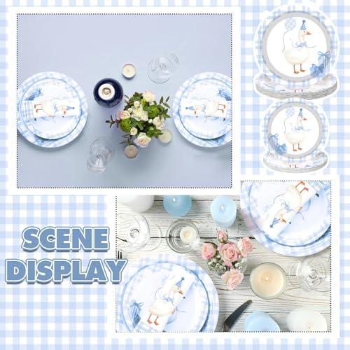 Havawish 120 Pcs Silly Goose Blue Party Tableware Set
