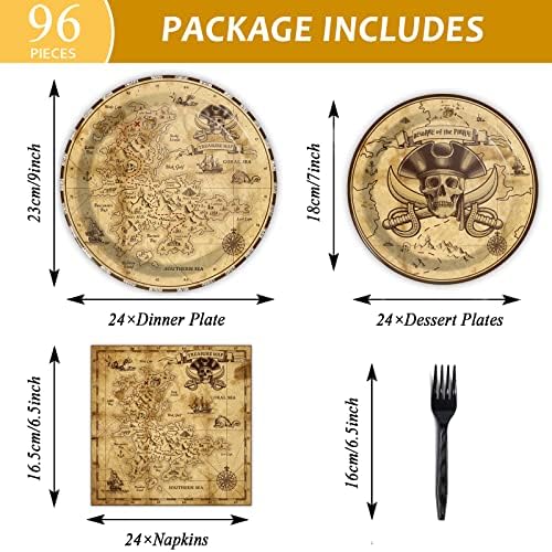 Pirate Party Plates and Napkins Set for 24 Guests