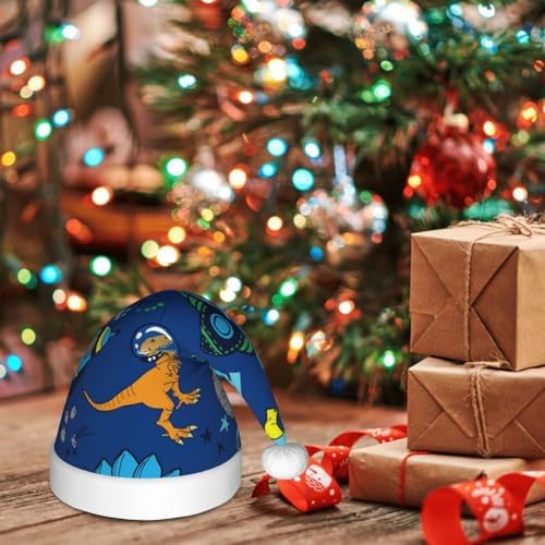 Dinosaur In Space Santa Hat for Kids Christmas Party Hat
