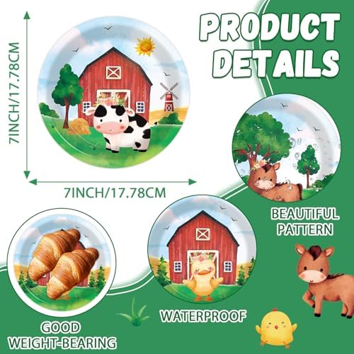 60Pcs Farm Animal Plates 7 Birthday Party Supplies