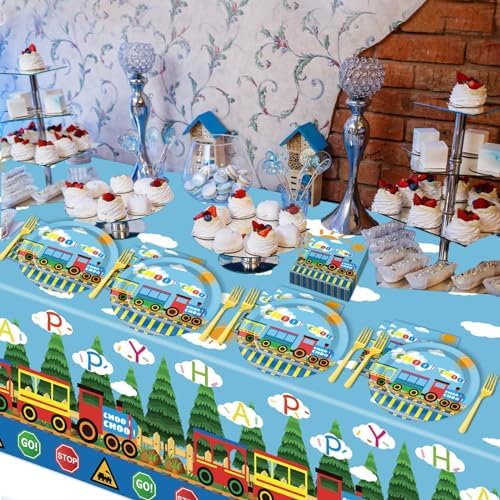 Train Birthday Party Tableware Set for 20 Guests