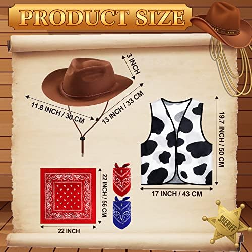 Mepase 36 Pcs Halloween Kids Western Cowboy Costume Set