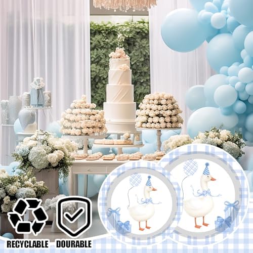 Havawish 120 Pcs Silly Goose Blue Party Tableware Set