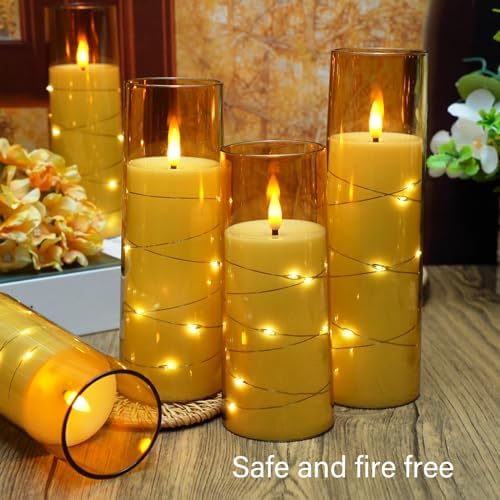 Flameless LED Candles with Timer 9 Pack Gold