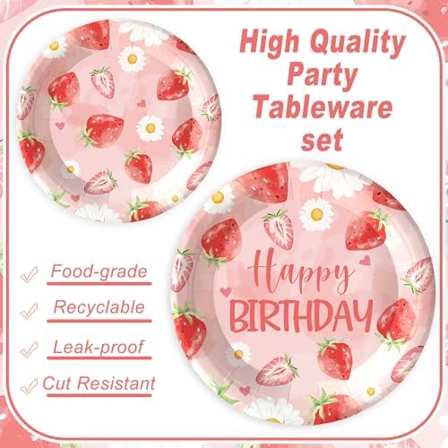 Strawberry Themed Party Tableware Set for 20 Guests