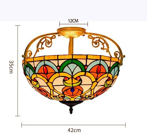 Tiffany Style Stained Glass Chandelier 16 Inch