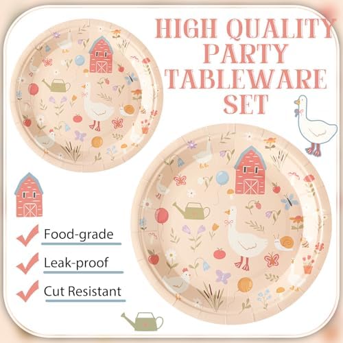 Zhehao 168 Pcs Silly Goose Birthday Party Decor Tableware Set for 24 Guests