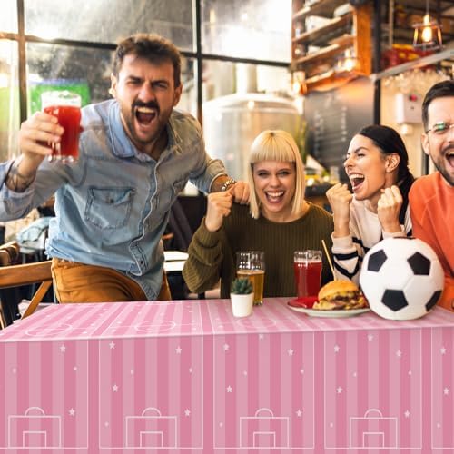 Oudain 4 Pcs Pink Soccer Party Tablecloths