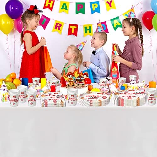 Fire Truck Birthday Tableware Set for 24 Guests