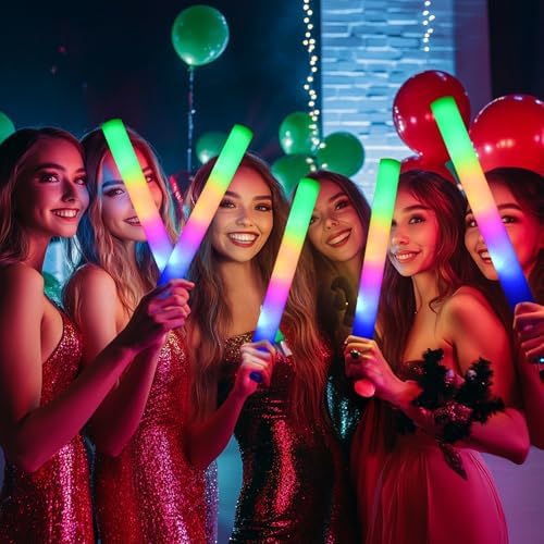 36 Pcs LED Foam Glow Sticks with 3 Color Modes