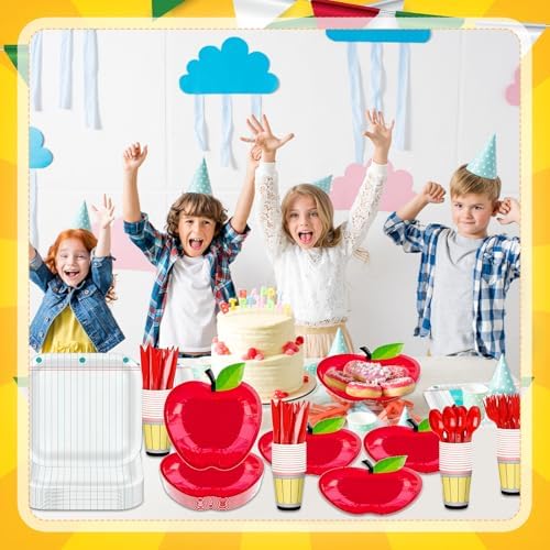 175 Pcs Back to School Tableware Set for 25 Guests