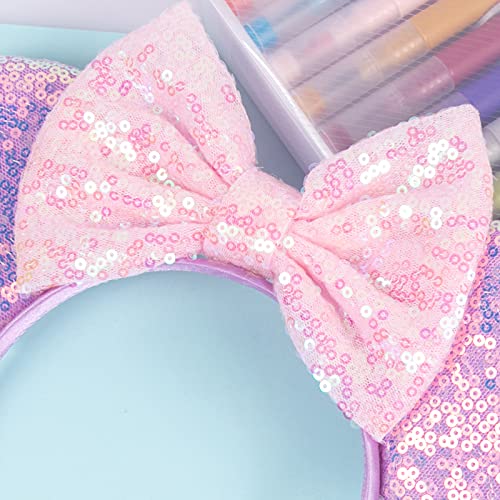 Chuangqi Sparkly Bow Headband with Glitter Ears