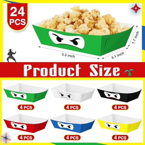 Zhehao 24 Pcs Ninja Party Paper Trays Set