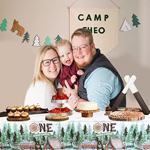Kreatwow 3 Piece Camping Theme Tablecloth Birthday Party Decor