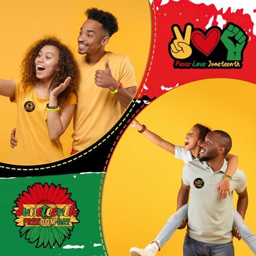 64PCS Juneteenth Party Favors Set Freedom Day Button Badges Pins Bracelets Decorations Bag Fillers