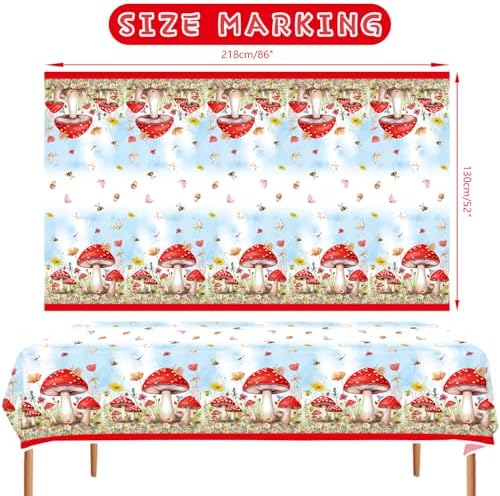 4 Pack Mushroom Themed Tablecloths for Birthday Parties
