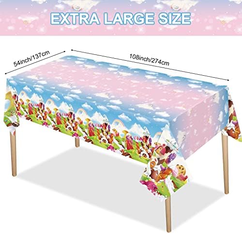 Tiamon 3 Piece Candyland Birthday Tablecloths for Kids