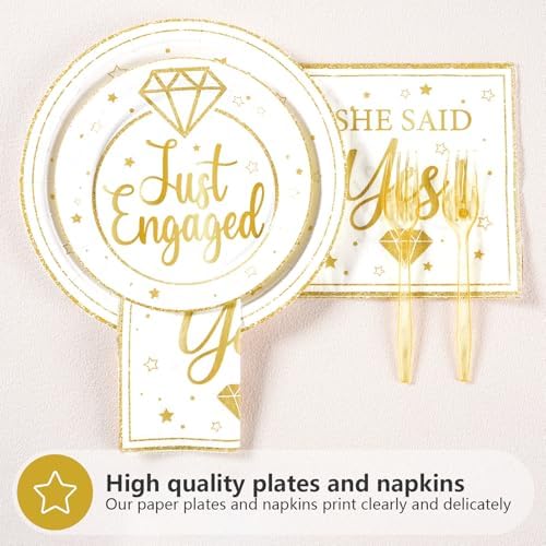 Grencian 96Pcs Happy Engagement Plates Napkins Set