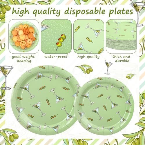 Zhehao 96 Pcs Martini Party Plates Cups Forks Set