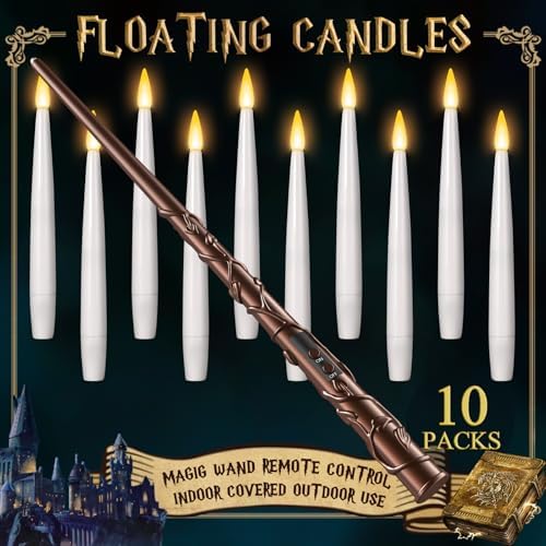 Floating Candles with Wand 10PCS - Flameless Magic Halloween Decor