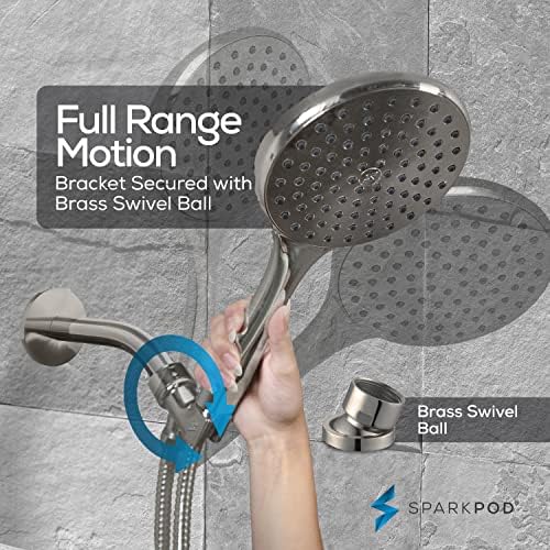 SparkPod 6-Inch High Pressure Handheld Shower Head with Hose - Brushed Nickel