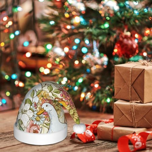Salelf Ducks and Flowers Santa Hat for Kids