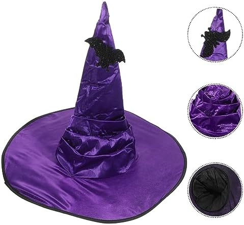 LUOZZY Purple Bat Witch Hat Halloween Costume