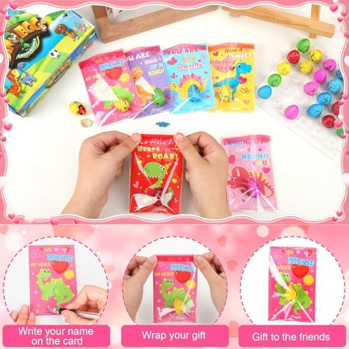 30 Pack Hatching Dinosaur Eggs Valentine Party Favors
