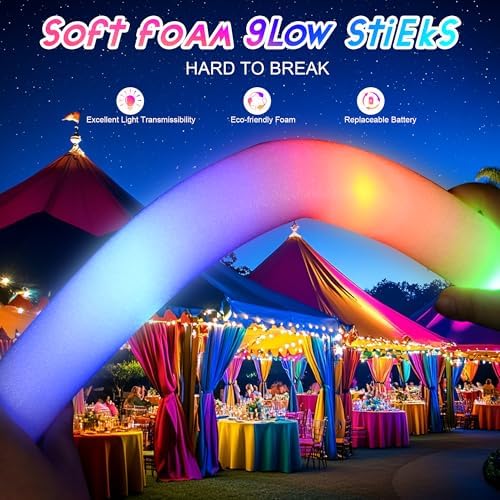 36 Pcs LED Foam Glow Sticks with 3 Color Modes