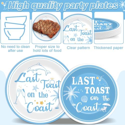 96Pcs Coastal Party Plates Napkins Forks Set