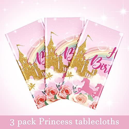 Oudain 3 Pack Princess Birthday Tablecloths