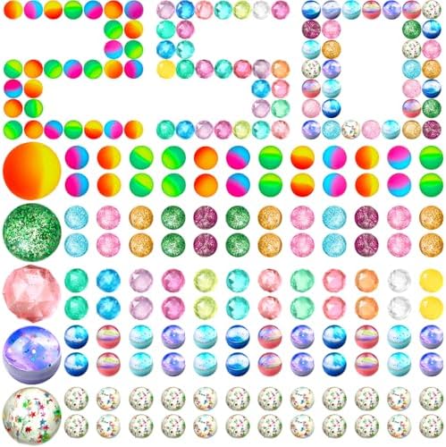 250 Piece Glitter Bouncy Balls 5 Styles for Kids