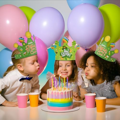 12 Pcs St Patricks Day Paper Crowns - 4 Designs