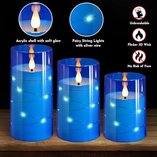 NURADA Flameless Candles with 3D Wick and Remote Control - 3 Pack for Romantic Decor