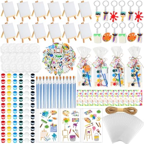 HyDren 254 Paint Party Favors Set with Canvas Paint Pots Keychains
