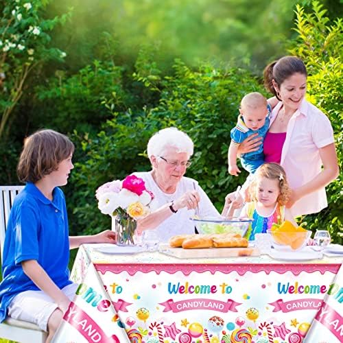 Tatuo 3 Pcs Candyland Tablecloths for Birthday Party Decor
