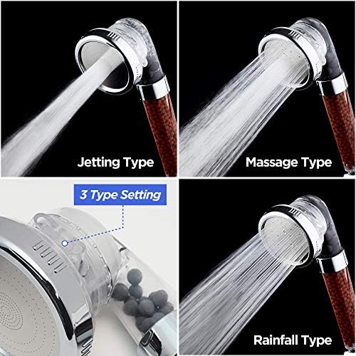 JUNISEL High Pressure Filter Shower Head with Hose and Bracket