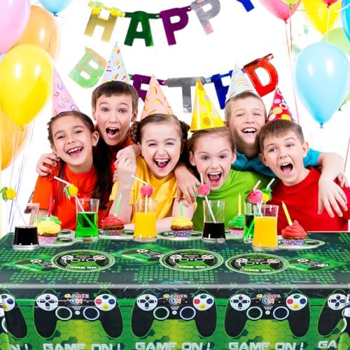 Video Game Party Tableware Set 20 Plates 1 Table Cover 20 Napkins