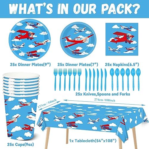 184pc Airplane Themed Birthday Party Supplies Set