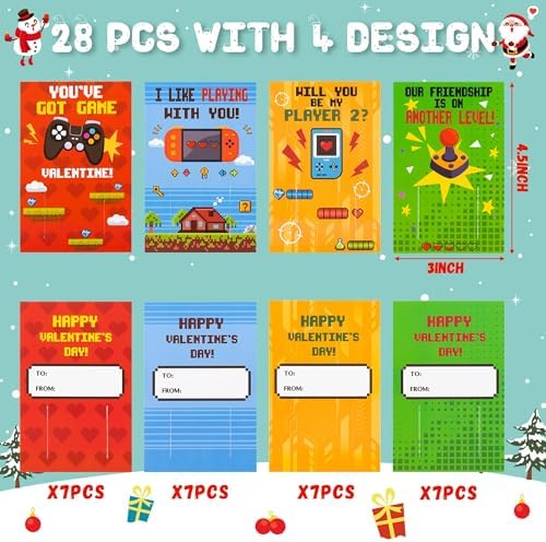Haooryx Valentines Day Exchange Gifts - 28 Piece Game Slap Wristbands with Cards